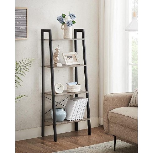 Vasagle Industrial Ladder Shelf, 5-tier Bookshelf, Wood Wall Mounted Shelf,  23.6 X 11.8 X 67.7 Inches, Rustic Brown And Black : Target