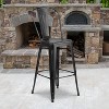 Emma and Oliver Commercial Grade 4 Pack 30" High Distressed Metal Indoor-Outdoor Barstool with Back - 2 of 4