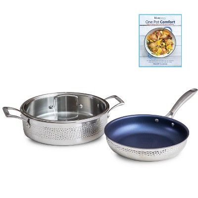 Blue Jean Chef 3-piece Stainless Steel Cookware Set, Hammered Finish ...