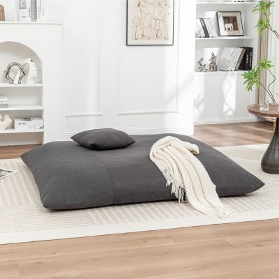 INFURNIC Bean Bag Seats Floor Lounger with Removable Washable Cover for Relaxing Comfortable Seating for Adults and Kids, Grey, 61.02"*51.97"*11.81"