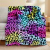Oversized Ultra-Soft Leopard Print Throw Blanket, All-Season Cozy Flannel Fleece, Colorful & Stylish for Beds and Sofas, Machine Washable - 4 of 4