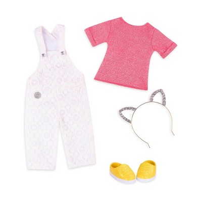 Glitter Girls Glisten & Glam Overalls & Cat Ears Outfit for 14" Dolls