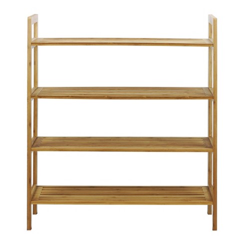 5 Tier Shoe Rack Black Metal With Natural Wood - Brightroom™ : Target