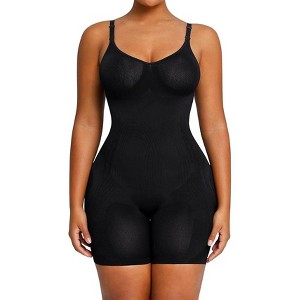 SHAPELLX Low Back Shapewear Bodysuit for Women Tummy Control Seamless Shaper Butt Lifter Thigh Slimmer Body Shaper—Black 38 - 1 of 3