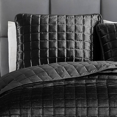 Graphite Velvet Reversible Full/Queen Quilt Set with Shams