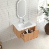 KWPZQEB Bathroom Vanity with Ceramic Sink, Modern Floating Bathroom Vanity with Large Darwers, Wood Grain Texture Wall Mounted Vanity - 3 of 4