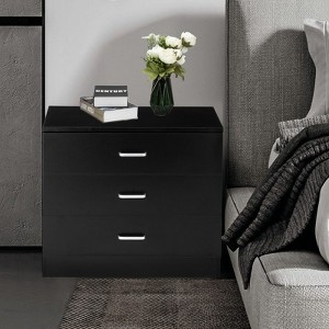 Karl Home 3-Drawer Black Particle Board 25.98in. W Chest of Drawer - 1 of 4