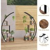 5 Tier Round Plant Stand Half Moon Shape Indoor Metal Garden Plant Holder Flower Shelf Rack - 2 of 4