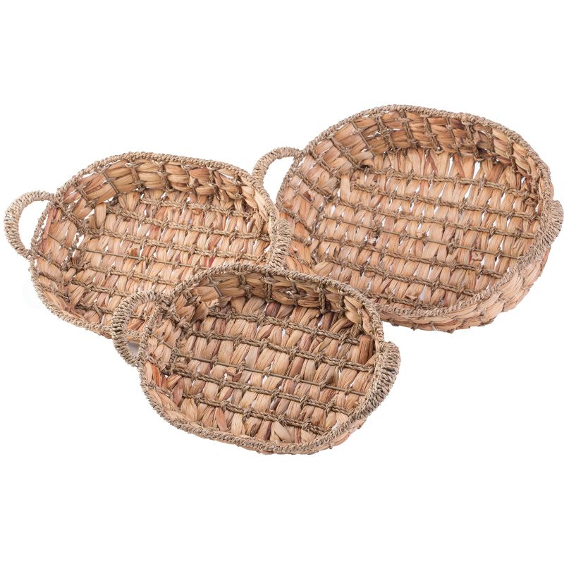 Vintiquewise Seagrass Fruit Bread Basket Tray with Handles, 4 of 7