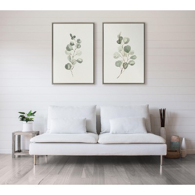 Eucalyptus Greenery Framed Canvas Wall Art Set