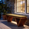 Fortune Candy 62.8" Solid Fir Wood Patio Bench - Weatherproof Cushion & Wood Varnish Coating for Outdoor (Brown) - 2 of 4