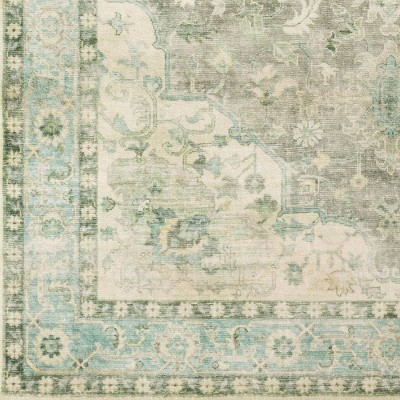 Heiereind Sage and Gray Hand-Knotted Oval Area Rug