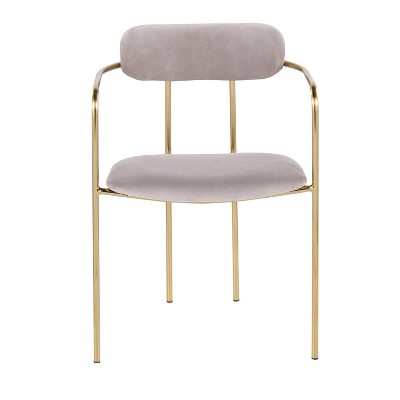 Pearl Silver Velvet Upholstered High Slat Metal Armchair