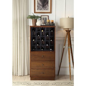 Gulches 25 Bottle Wine Cabinet, 3Drawers 21"x13"x5"H, Wooden Construction with Metal Glides, Free Standing - 1 of 4