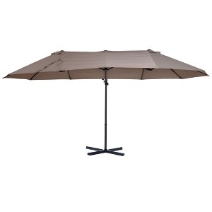 Outsunny 14ft Patio Umbrella Double-Sided Outdoor Market Extra Large Umbrella with Crank, Cross Base for Deck, Lawn, Backyard and Pool - 1 of 4