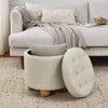 FONTOI Round Storage Ottoman, Multi-functiona Round Button Ottoman for Living Room Bedroom, Beige, 18.5"*18.1"*18.5" - 4 of 4