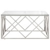 vidaXL Coffee Table Accent End Table Living Room Furniture Stainless Steel - Silver Glass - 3 of 4