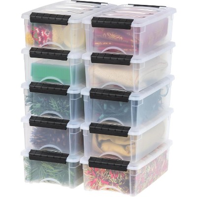 Clear Stackable Plastic Storage Bins with Secure Lids, 5.75qt, 10 Pack