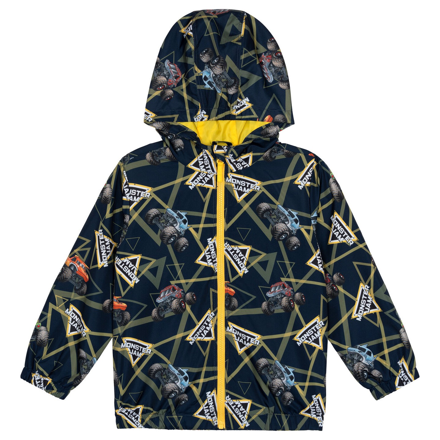 Куртка Monster Jam Allover Print Zip-Up Hooded Windbreaker Jacket Navy для мальчиков, цвет: Тёмно-синий — фото 1