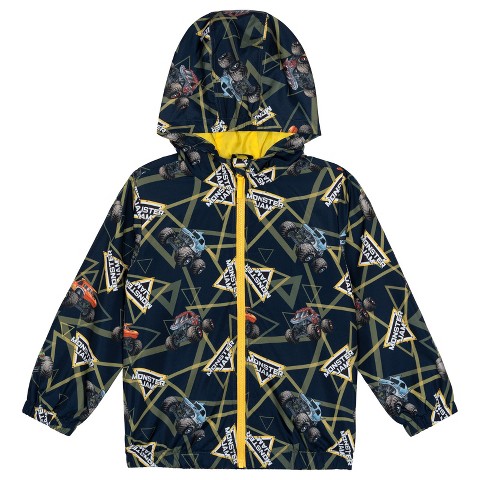 Куртка Monster Jam Allover Print Zip-Up Hooded Windbreaker Jacket Navy 6 для мальчиков, цвет: Тёмно-синий