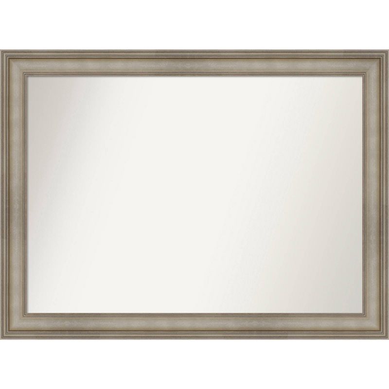 44&#34; x 33&#34; Non-Beveled Mezzanine Antique Narrow Wood Bathroom Wall Mirror Silver - Amanti Art, 1 of 11