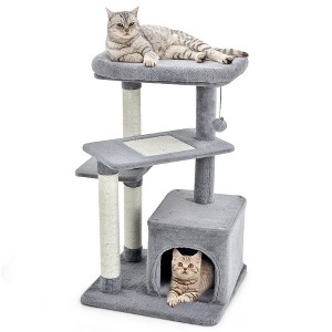 Costway Cat Tree Indoor Activity Cat Tower w/ Perch & Hanging Ball for Play Rest - 1 of 4