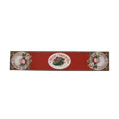 Unique Bargains Christmas Table Runner Santa Claus Head Polyester Red White Green 71x14 Inch 1 Pc