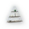 FONTOI 3 Tier Triangle Storage Shelves Wall Mounted, Hanging Shelf with Metal Brackets for Collectibles, Walnut, 29"*23"*5" - 4 of 4