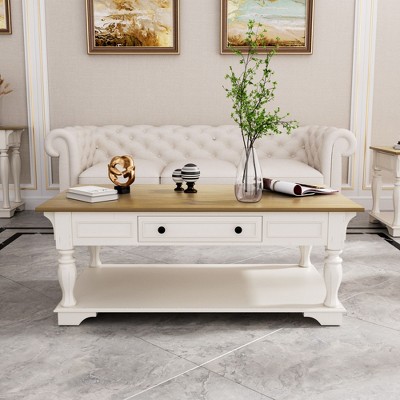 Hyleory 52" Coffee Table, Modern Center Table Storage Shelf, Coffee Table Converts to Dining Table for Living Room, Office