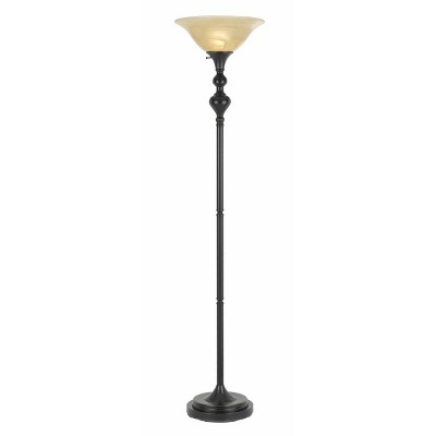 71" 3-way Metal Floor Torchiere Lamp with Glass Shade Dark Bronze - Cal Lighting