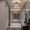 PAKOKULA Modern 18.3 in. 3-Light Black Drum Semi-Flush Mount Ceiling Light With Irregular Crystal Shade and No Bulbs Included - 3 of 4