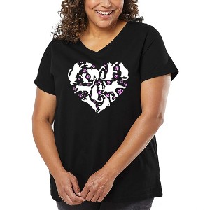LA Pop Art Cat Heart - Women's Word Art V-Neck - 1 of 4