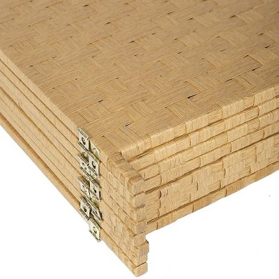 Beige 3-Panel Bamboo Woven Folding Room Divider