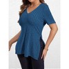 Clearlove Womens Plus Size Tops V Neck Short Sleeve Shirts Split Hem Color Summer Casual Blouses Pullover Fitted Tops Textured - 3 of 4