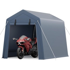Acekool 6x6 FT Outdoor Storage Shed with Roll-Up Zipper Door, Ventilated Mesh Windows, Heavy Duty Waterproof Tarp, Ideal for Bikes & Tools - 1 of 4