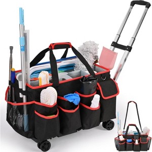 Rolling Cleaning Caddy for Supplies Organizer, Portable Cleaning Cart on Wheels with Bag for Housekeepers and Home Use - 1 of 4