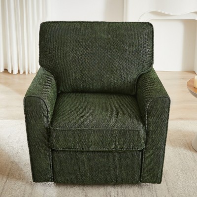 1pc Swivel Accent Chair with Chenille Upholstery and Side Pockets, No Ottoman Included, Ideal for Living Room - Coolbibila