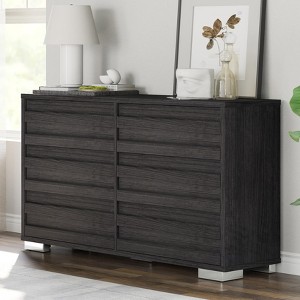 AMERLIFE 6 Drawer Dresser, Farmhouse 54" Wide Chest of Drawers with Slat Handles - 1 of 4