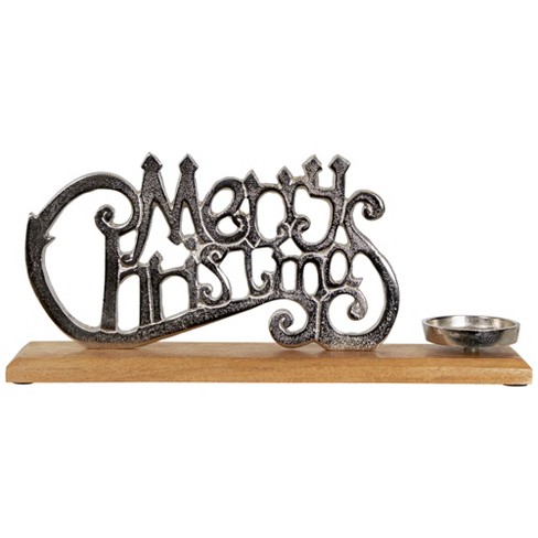 Northlight "Merry Christmas" Metal Sign Votive Candle Holder -15.5" - image 1 of 4