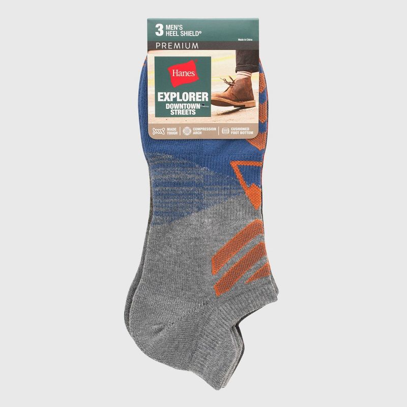 Hanes Premium Men&#39;s City Streets Triangle Explorer Heel Shield Socks 3pk - Purple 6-12, 3 of 4