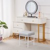 SEVOBAL Ottomans and Benches Upholstered Soft Padded Seat with Metal Legs Modern Makeup Stool for Bedroom Living Room, Silver, 42.00"*34.00"*17.00" - 2 of 4