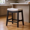 HomeRoots 26" White and Black Fabric and Solid Wood Backless Counter Height Bar Chair - 2 of 4