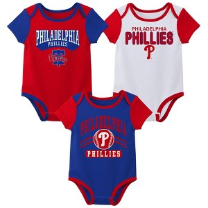 MLB Philadelphia Phillies Infant Boys' 3pk White Bodysuit - 1 of 4