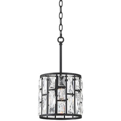 Vienna Full Spectrum Black Mini Pendant Light 8 1/2" Wide Modern Clear K9 Crystal Fixture for Kitchen Island Dining Room