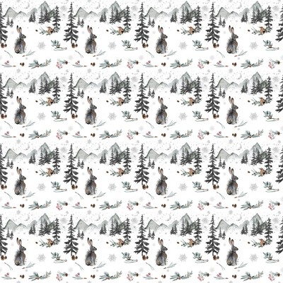 Waterleaf Paper Co. 100% Biodegradable, Compostable and Dissolvable Christmas Wrapping Paper, Winter Rabbit, 18" W x 47" L (approx 6 sq-ft)