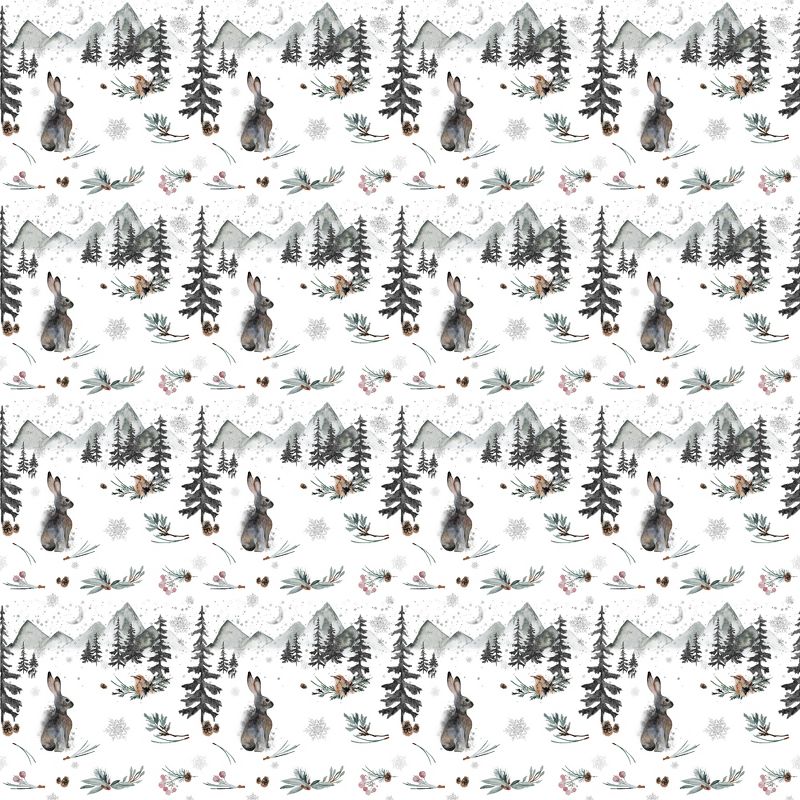 Waterleaf Paper Co. 100% Biodegradable, Compostable and Dissolvable Christmas Wrapping Paper, Winter Rabbit, 18" W x 47" L (approx 6 sq-ft), 1 of 4