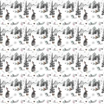 Waterleaf Paper Co. 100% Biodegradable, Compostable and Dissolvable Christmas Wrapping Paper, Winter Rabbit, 18" W x 47" L (approx 6 sq-ft)