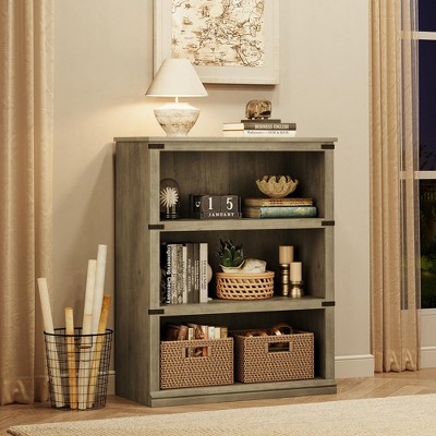 3 Tier Bookcase, Farmhouse Book Shelf with Storage, 40 Inch Tall Open Display Bookshelves