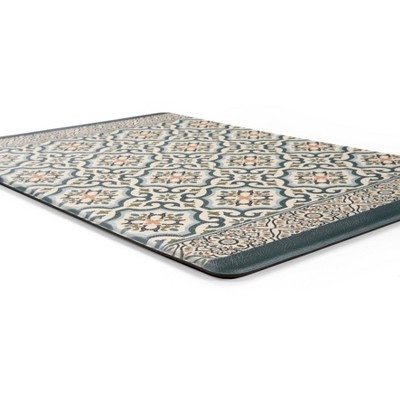 Blue Rectangular Anti-Fatigue Kitchen Mat with Pattern