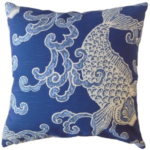 18"x18" Pisces Aegean Square Throw Pillow Blue - The Pillow Collection: Modern Design, Cotton, Indoor Use, Feather Filled - 1 of 4